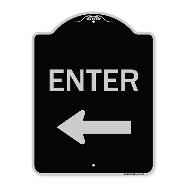 Signmission Parking Lot Enter Left Arrow Heavy-Gauge Aluminum Architectural Sign, 24" x 18", BS-1824-23427 A-DES-BS-1824-23427 - main